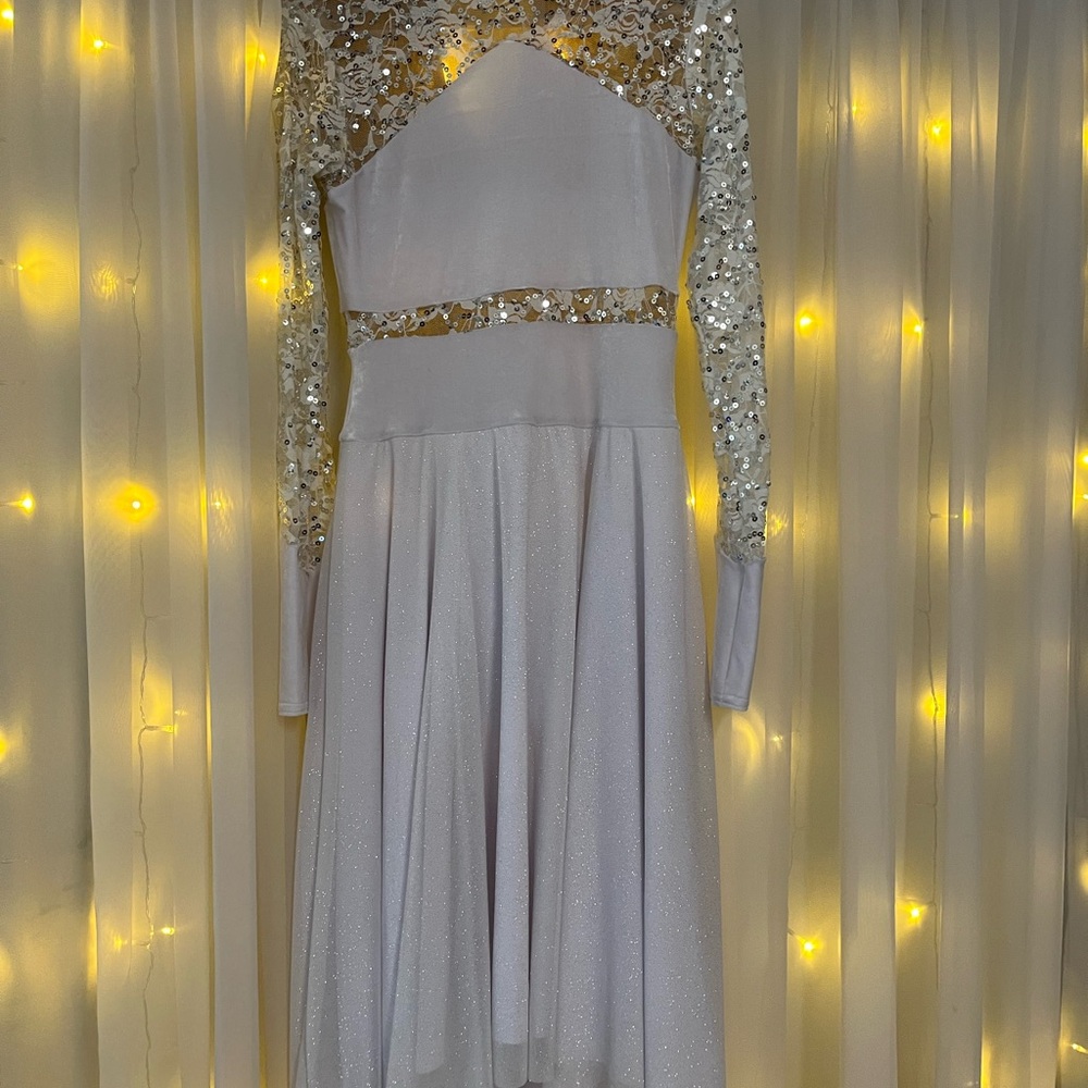 Elegant White Sequin Lace Dress